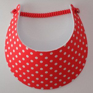 Women Sun Visor Hat, No Pinch Foam, Red with White Polkadot, Pool, Golf, Trip
